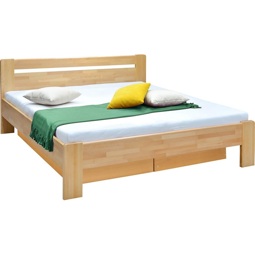 Doppelbett mit Lattenrost und Stauraum aus massivem AMARA 180x200 cm Buche