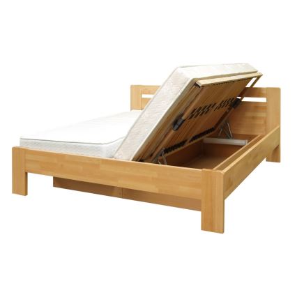 Doppelbett mit Lattenrost und Stauraum aus massivem AMARA 180x200 cm Buche