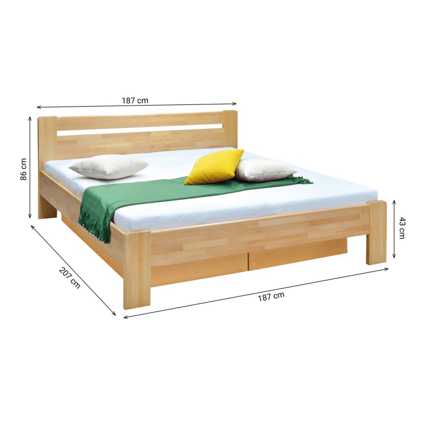 Doppelbett mit Lattenrost und Stauraum aus massivem AMARA 180x200 cm Buche