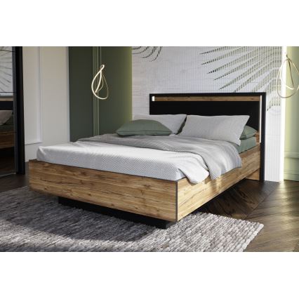 Doppelbett mit Stauraum OREN 140x200 cm braun/schwarz