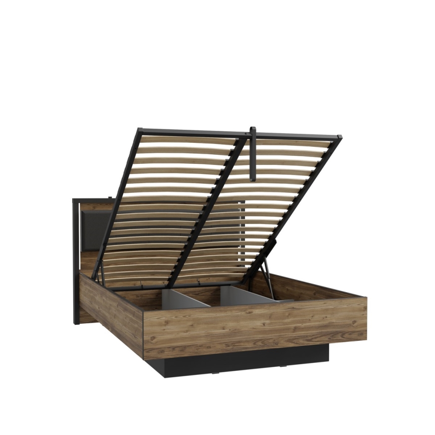 Doppelbett mit Stauraum OREN 140x200 cm braun/schwarz