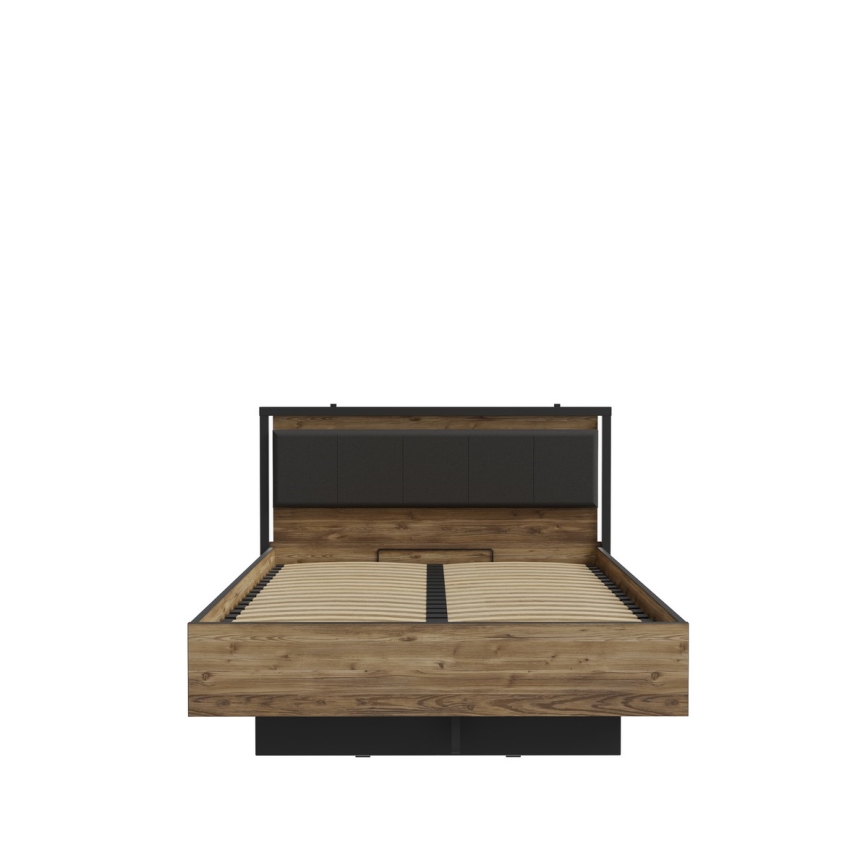 Doppelbett mit Stauraum OREN 140x200 cm braun/schwarz