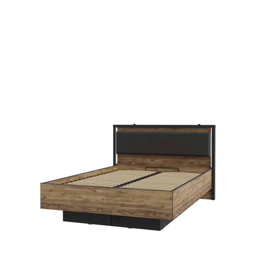 Doppelbett mit Stauraum OREN 140x200 cm braun/schwarz