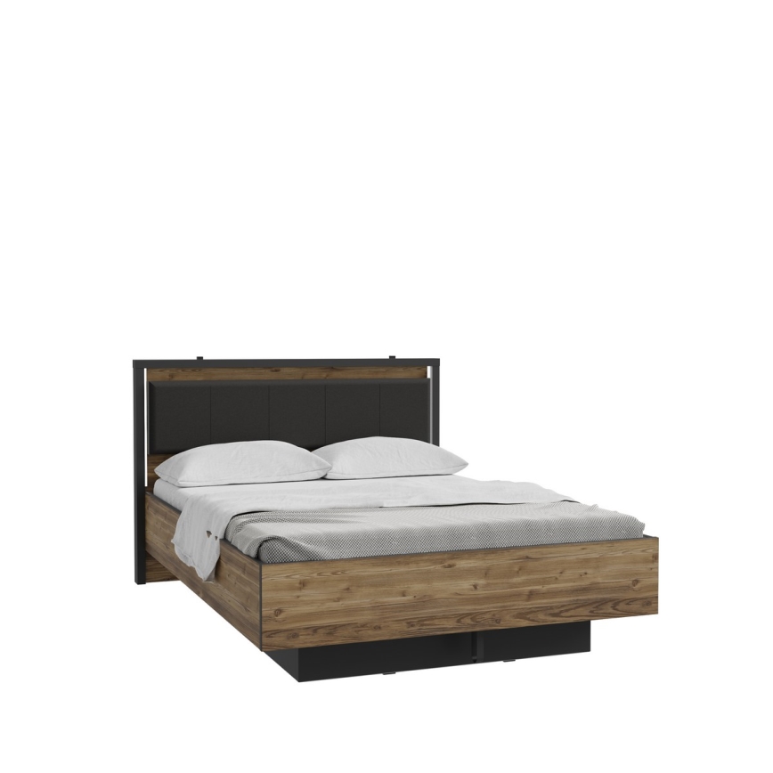 Doppelbett mit Stauraum OREN 140x200 cm braun/schwarz