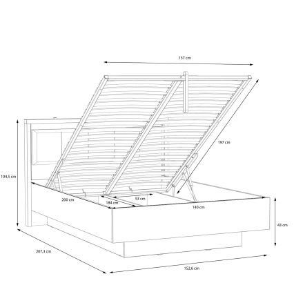 Doppelbett mit Stauraum OREN 140x200 cm braun/schwarz