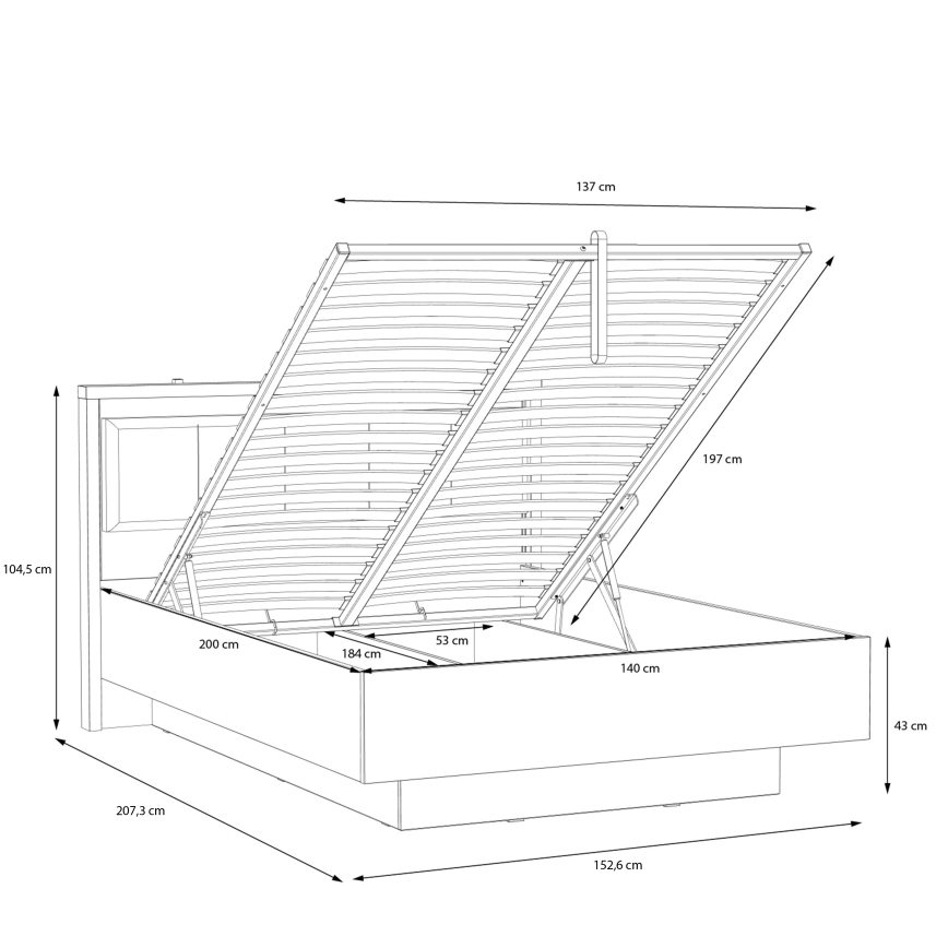 Doppelbett mit Stauraum OREN 140x200 cm braun/schwarz
