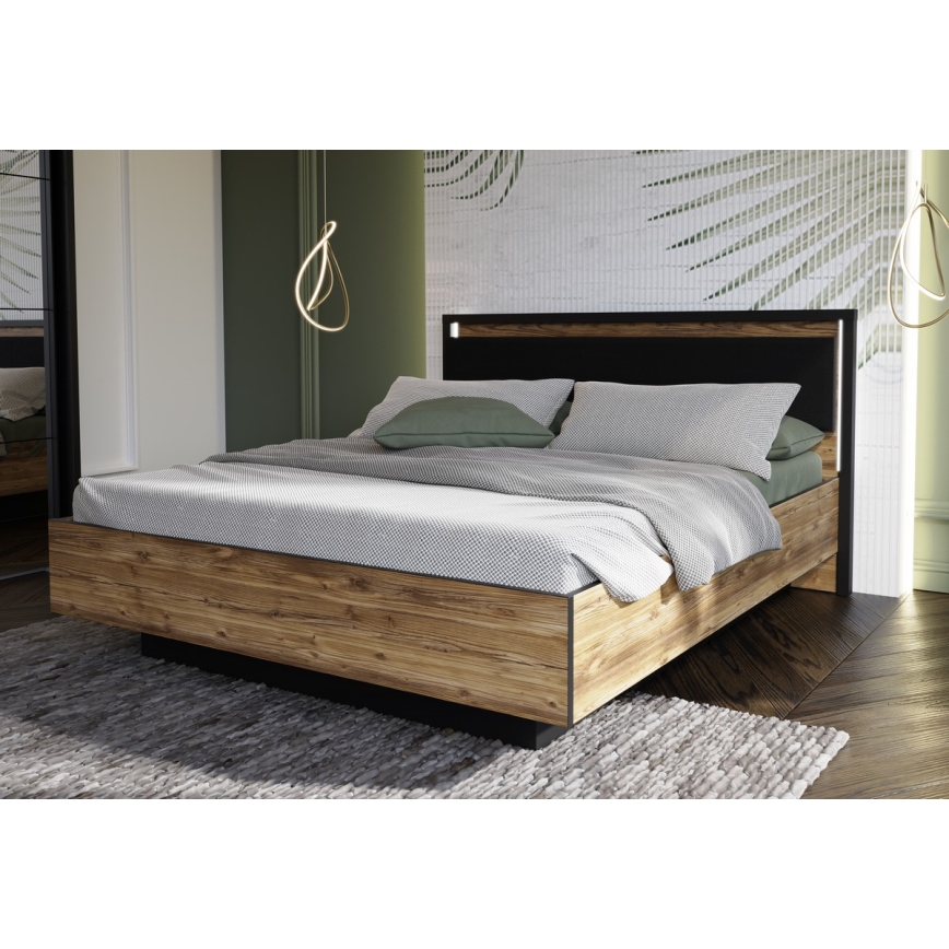 Doppelbett mit Stauraum OREN 160x200 cm braun/schwarz