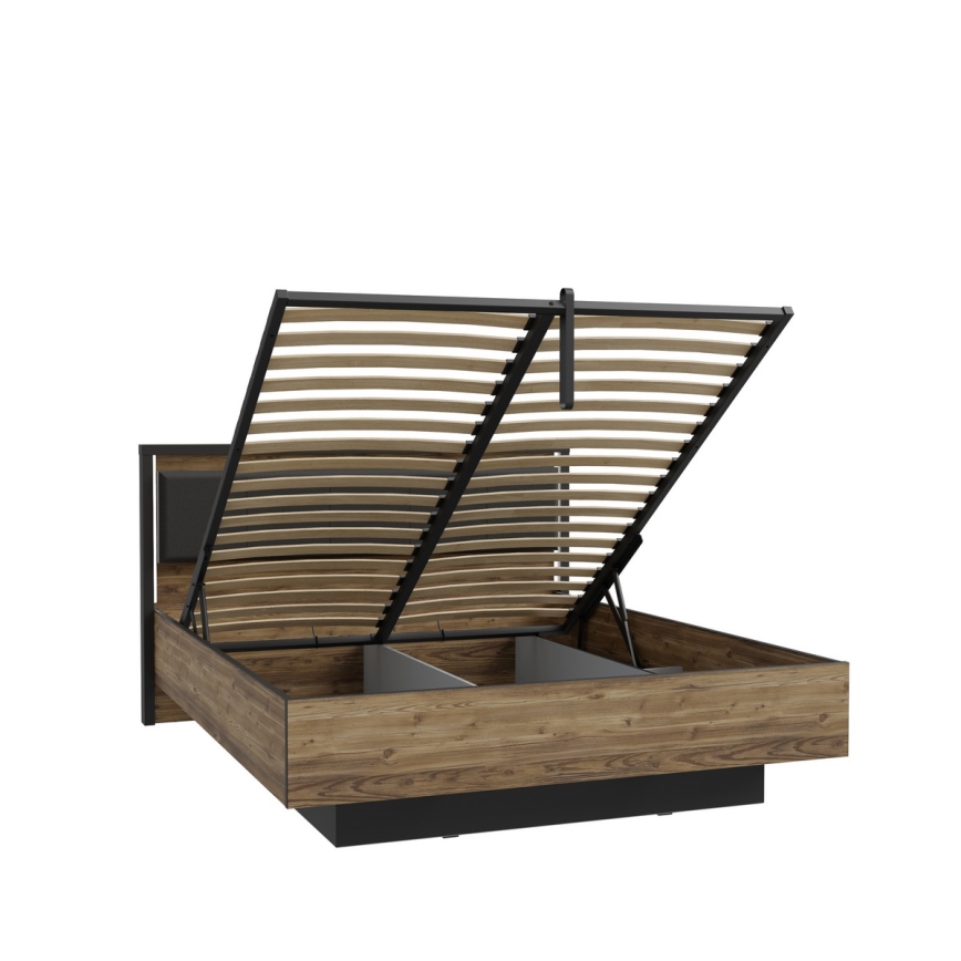 Doppelbett mit Stauraum OREN 160x200 cm braun/schwarz