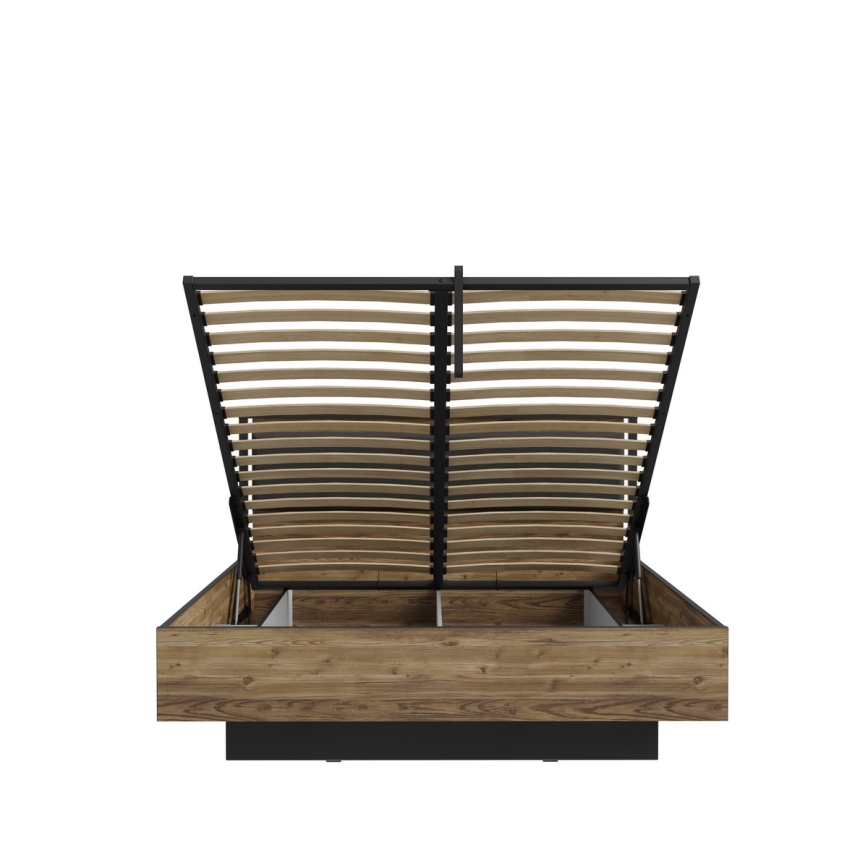 Doppelbett mit Stauraum OREN 160x200 cm braun/schwarz