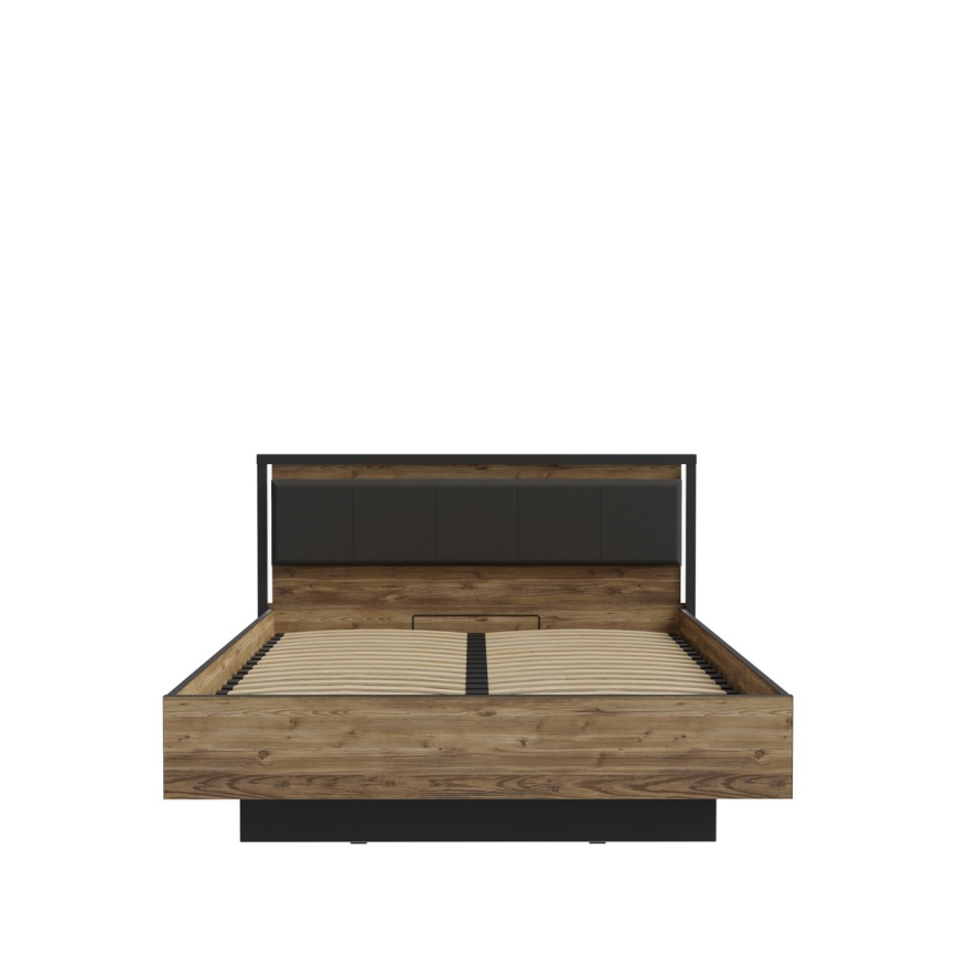 Doppelbett mit Stauraum OREN 160x200 cm braun/schwarz