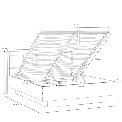 Doppelbett mit Stauraum OREN 160x200 cm braun/schwarz