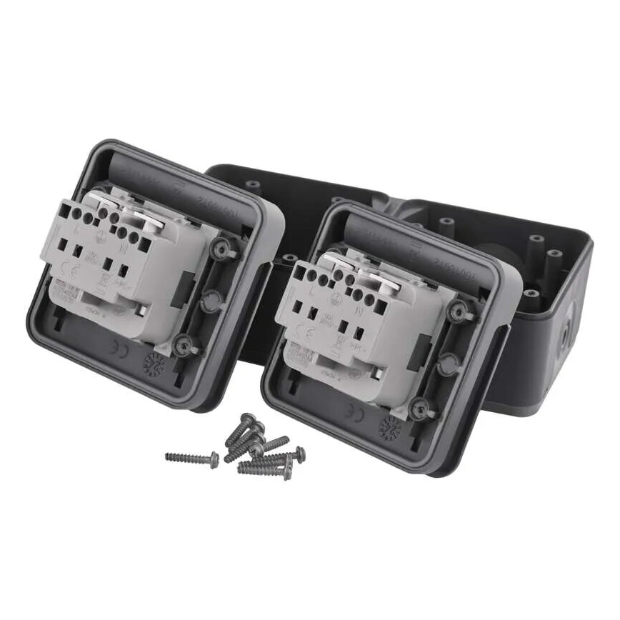 Doppelsteckdose für feuchte Umgebungen IP55