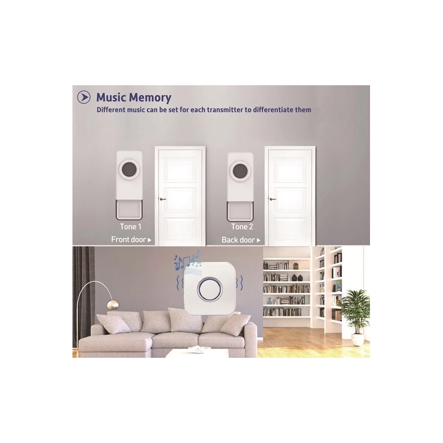 Drahtlose Türklingel 3xAAA IP55 Schwarz