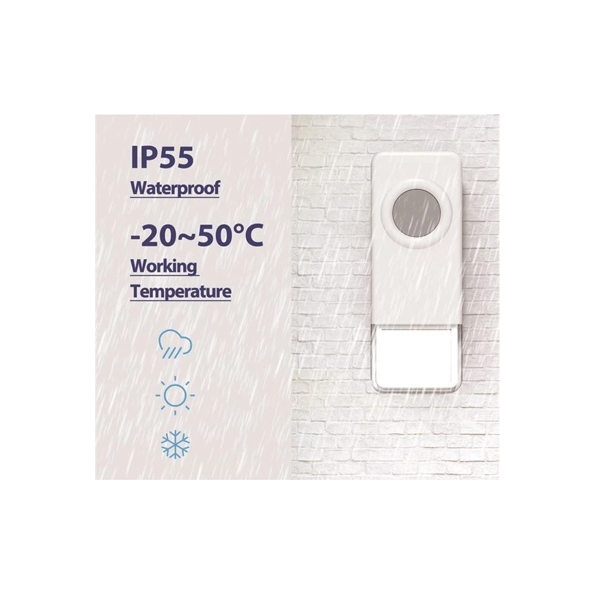 Drahtlose Türklingel 3xAAA IP55 Schwarz