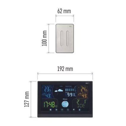 Drahtlose Wetterstation mit Alarmfunktion 3xAAA schwarz