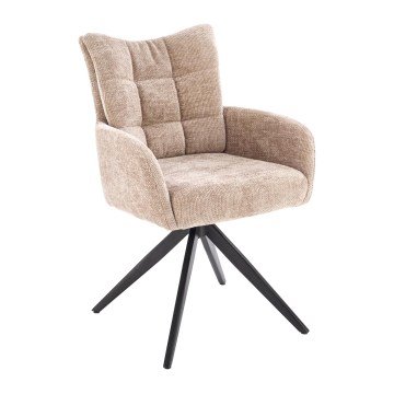 Drehbarer Esszimmerstuhl NUVO, 1 Stück, beige/schwarz
