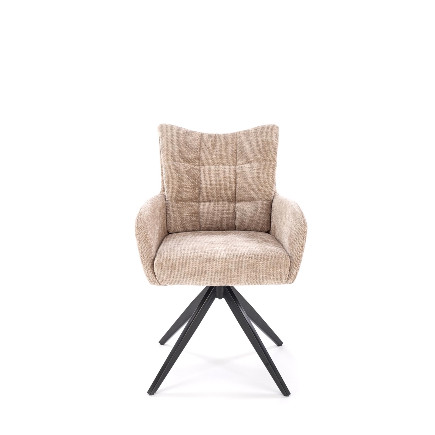 Drehbarer Esszimmerstuhl NUVO, 1 Stück, beige/schwarz