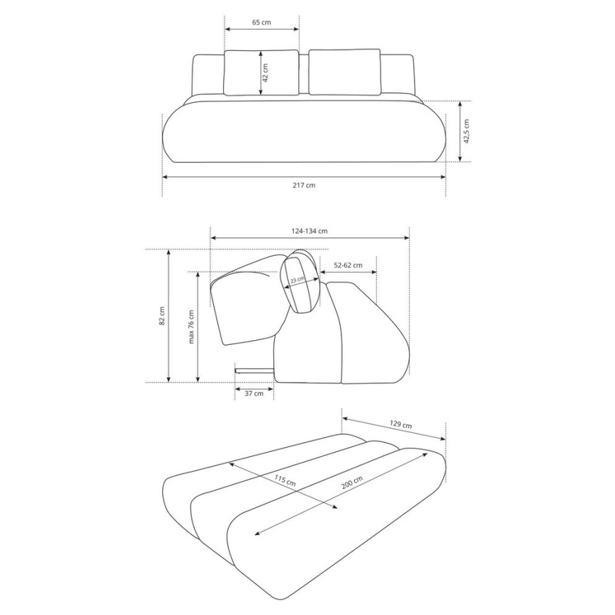 Dreisitzer-Klappsofa FANO cremefarben