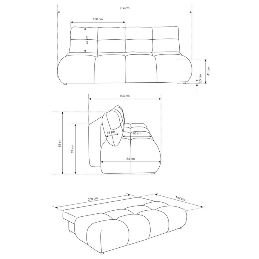 Dreisitzer-Klappsofa mit Stauraum NUORO grün