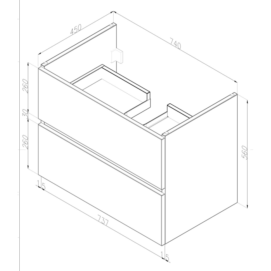 Dřevojas - Badeunterschrank mit Waschbecken BANO 78x47 cm weiß
