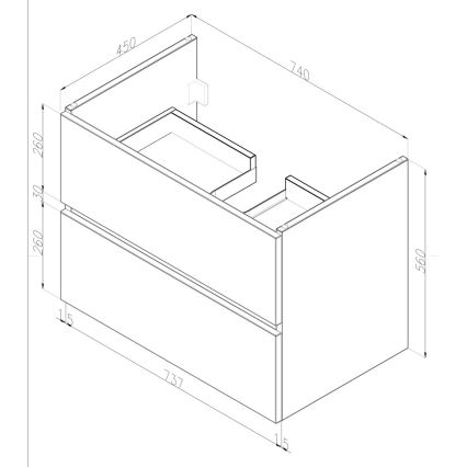 Dřevojas - Badezimmerschrank mit Waschbecken BANO 78x47 cm Dunkleiche/Weiß