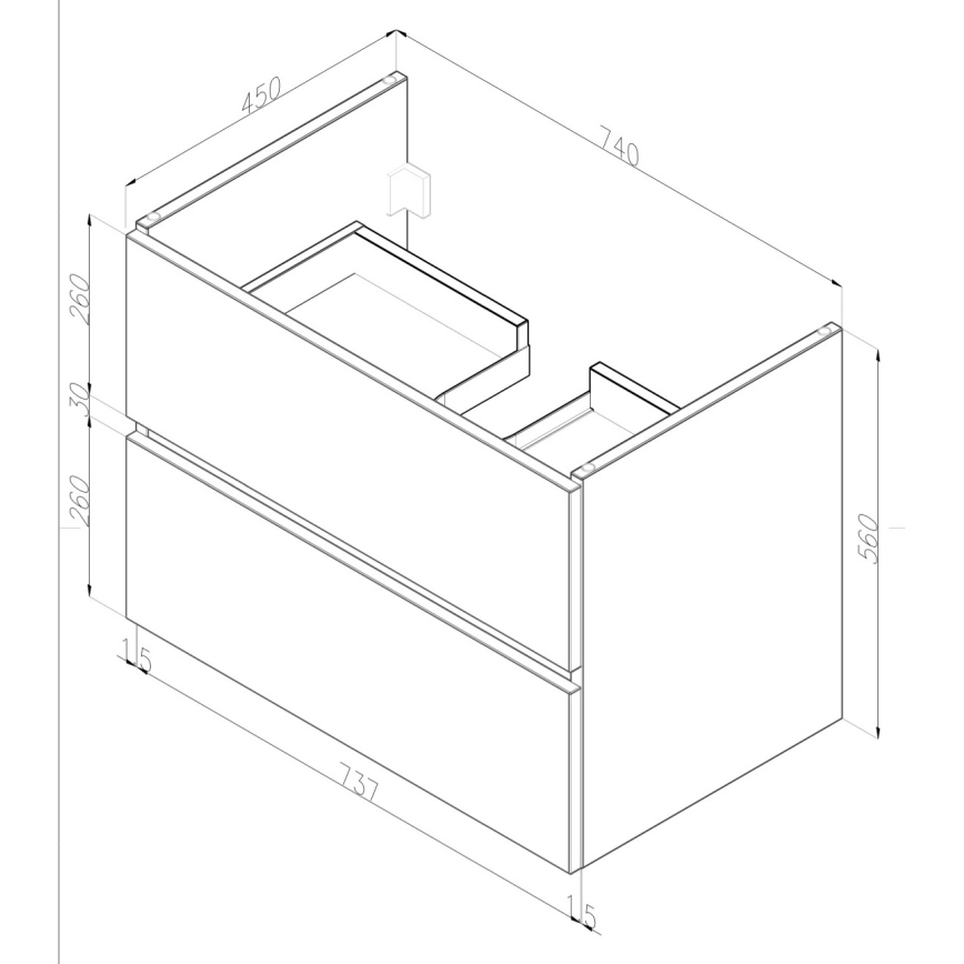 Dřevojas - Badezimmerschrank mit Waschbecken BANO 78x47 cm Dunkleiche/Weiß