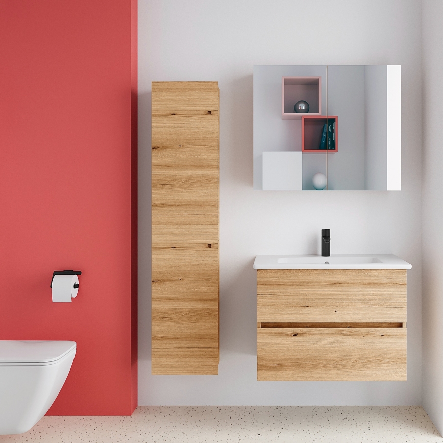 Dřevojas - Hängender Badezimmerschrank ZYLO 35x155 cm Eiche