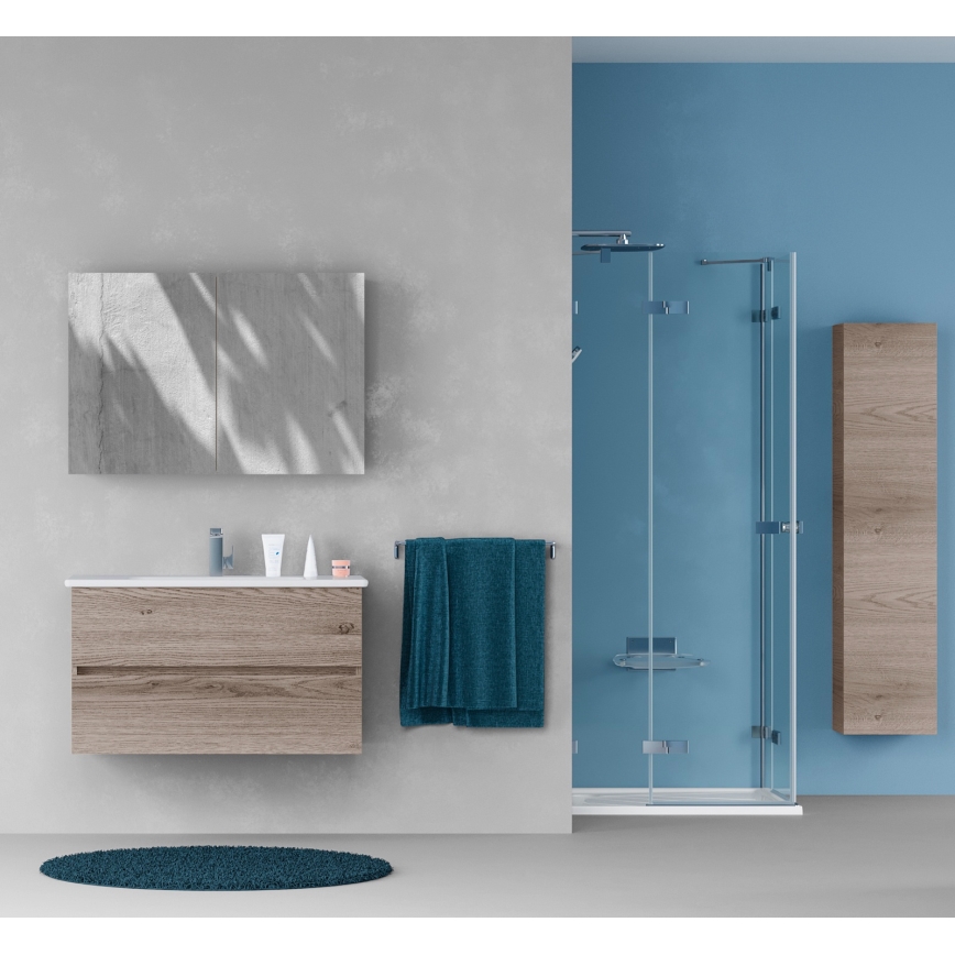 Dřevojas - Spiegelschrank NEXI 100x68 cm, dunkle Eiche