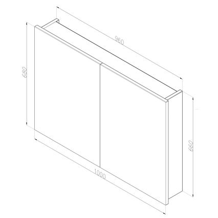 Dřevojas - Spiegelschrank NEXI 100x68 cm, dunkle Eiche