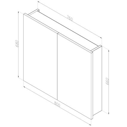 Dřevojas - Spiegelschrank NEXI 80x68 cm dunkle Eiche