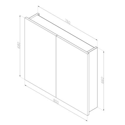 Dřevojas - Spiegelschrank NEXI 80x68 cm, Eiche