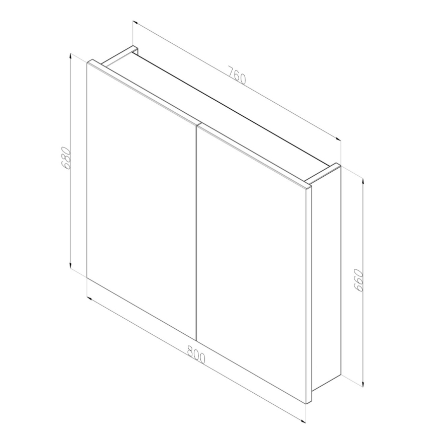 Dřevojas - Spiegelschrank NEXI 80x68 cm, Eiche