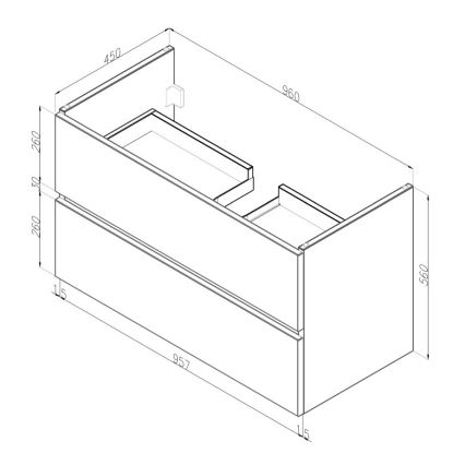 Dřevojas - Waschbeckenunterschrank mit Waschbecken BANO 100x47 cm, weiß