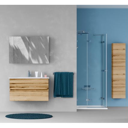 Dřevojas - Waschtischunterschrank mit Waschbecken BANO 100x47 cm Eiche/Weiß