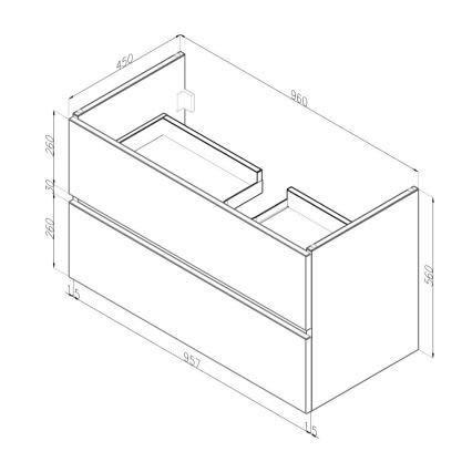 Dřevojas - Waschtischunterschrank mit Waschbecken BANO 100x47 cm Eiche/Weiß