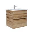 Dřevojas - Waschtischunterschrank mit Waschbecken BANO 60 x 47 cm Eiche/Weiß