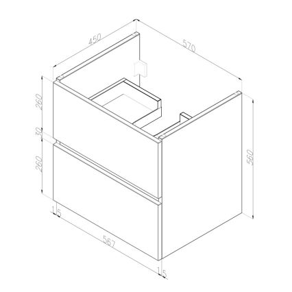 Dřevojas - Waschtischunterschrank mit Waschbecken BANO 60 x 47 cm Eiche/Weiß