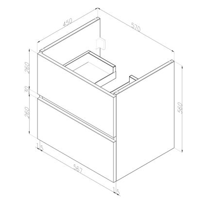 Dřevojas - Waschtischunterschrank mit Waschbecken BANO 60x47 cm weiß