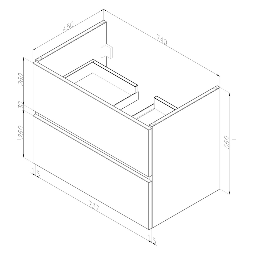 Dřevojas - Waschtischunterschrank mit Waschbecken BANO 78 x 47 cm Eiche/Weiß