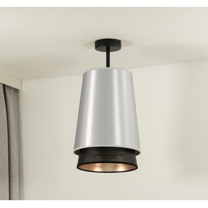 Duolla - Aufbauleuchte BELL SHINY 1xE27/15W/230V d 25 cm silbern/schwarz