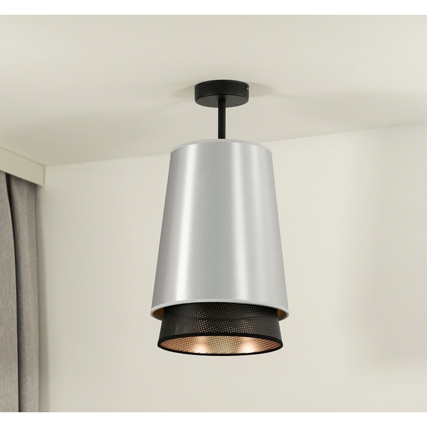 Duolla - Aufbauleuchte BELL SHINY 1xE27/15W/230V d 25 cm silbern/schwarz