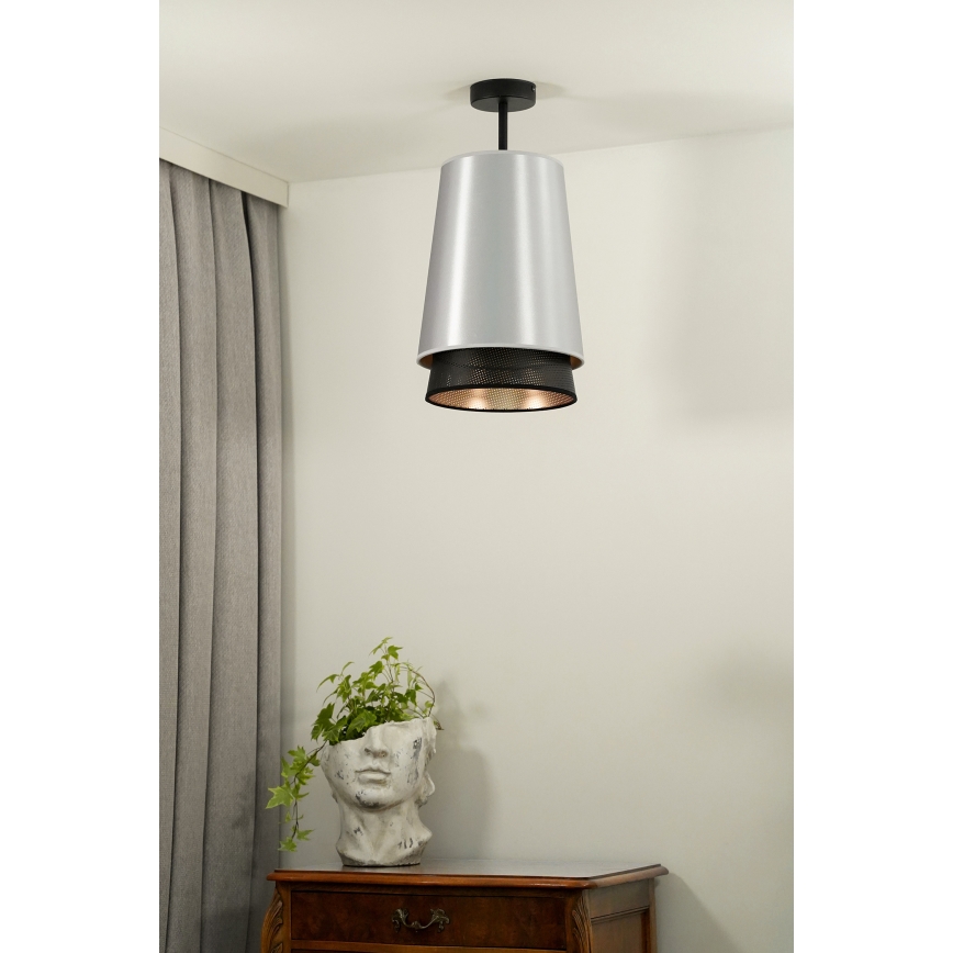 Duolla - Aufbauleuchte BELL SHINY 1xE27/15W/230V d 25 cm silbern/schwarz