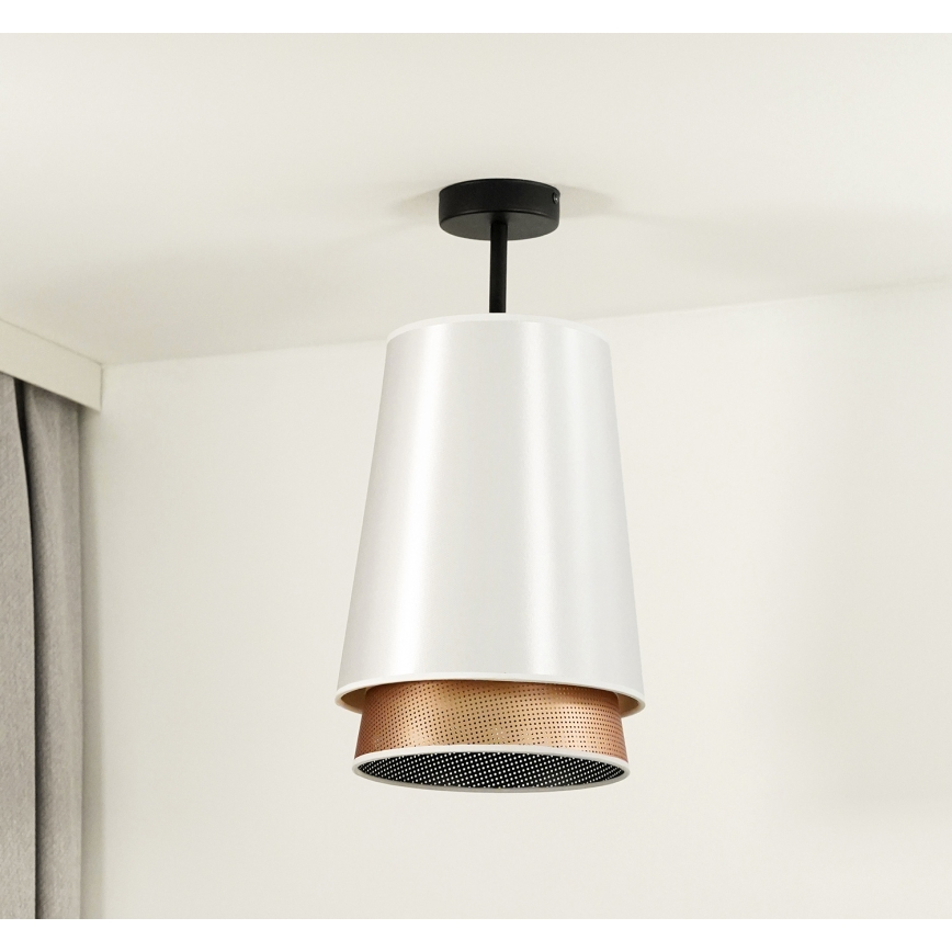 Duolla - Aufbauleuchte BELL SHINY 1xE27/15W/230V d 25 cm weiß/kupfern