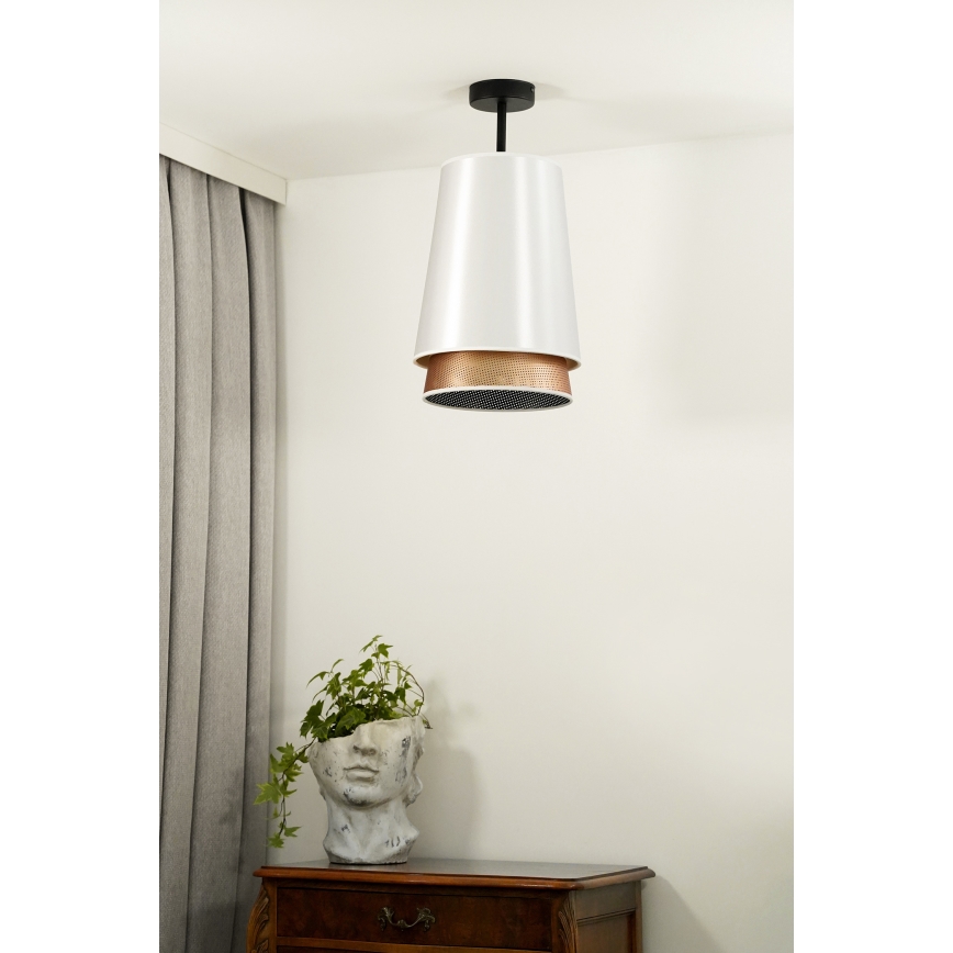 Duolla - Aufbauleuchte BELL SHINY 1xE27/15W/230V d 25 cm weiß/kupfern