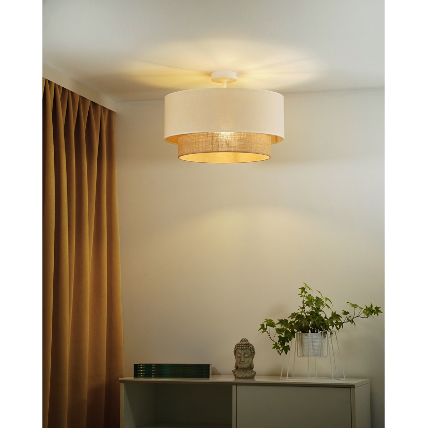 Duolla - Aufbauleuchte BOHO 1xE27/15W/230V d 45 cm cremefarben/braun