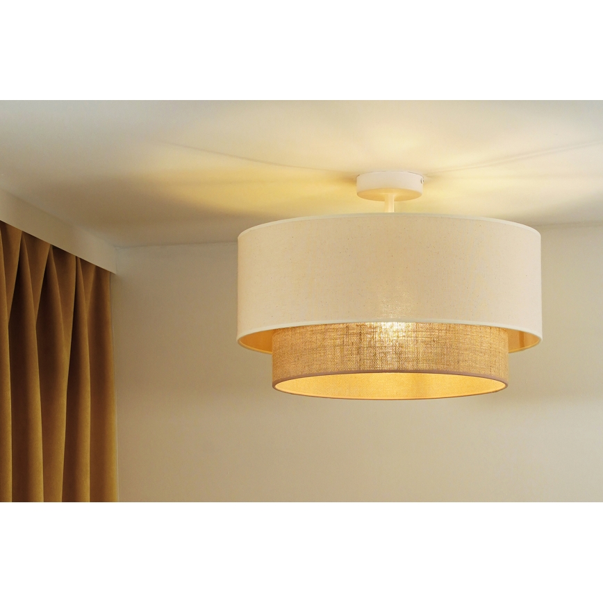 Duolla - Aufbauleuchte BOHO 1xE27/15W/230V d 45 cm cremefarben/braun