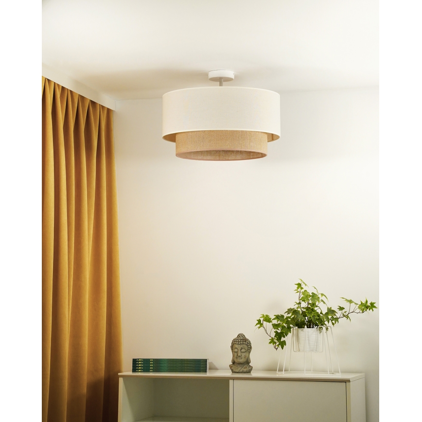 Duolla - Aufbauleuchte BOHO 1xE27/15W/230V d 45 cm cremefarben/braun