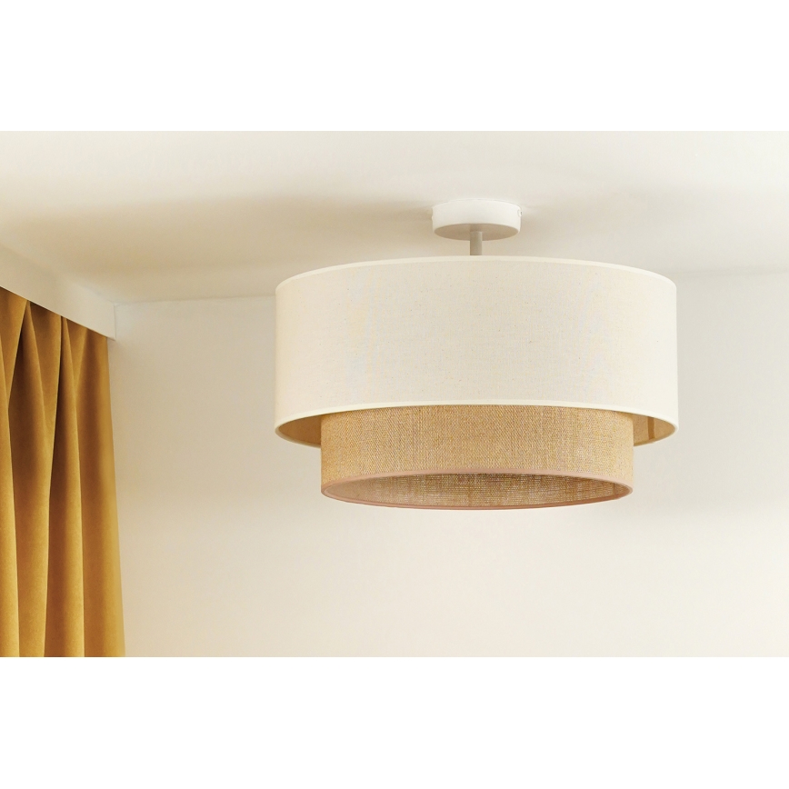 Duolla - Aufbauleuchte BOHO 1xE27/15W/230V d 45 cm cremefarben/braun