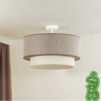 Duolla - Aufbauleuchte BOHO ECO RECYCLING 1xE27/15W/230V d 45 cm braun/cremefarben