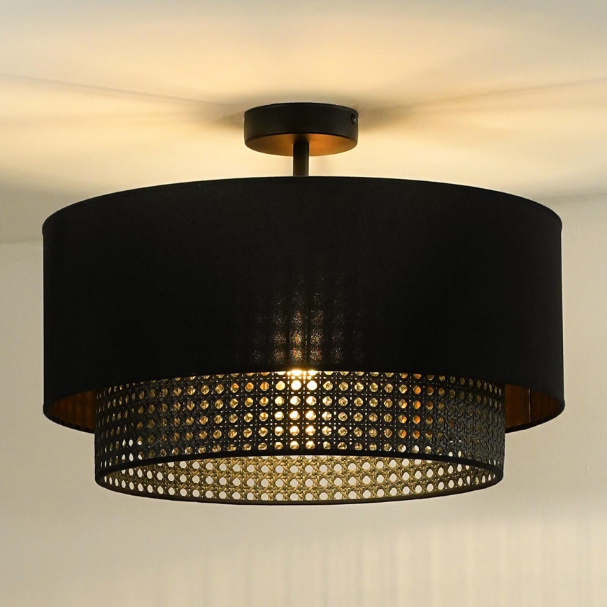 Duolla - Aufbauleuchte BOHO RATTAN 1xE27/15W/230V d 45 cm schwarz